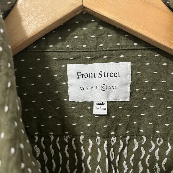 Front Street Men's Green Embroidered Button Up Short Sleeve Top Size XL - Picture 2 of 5